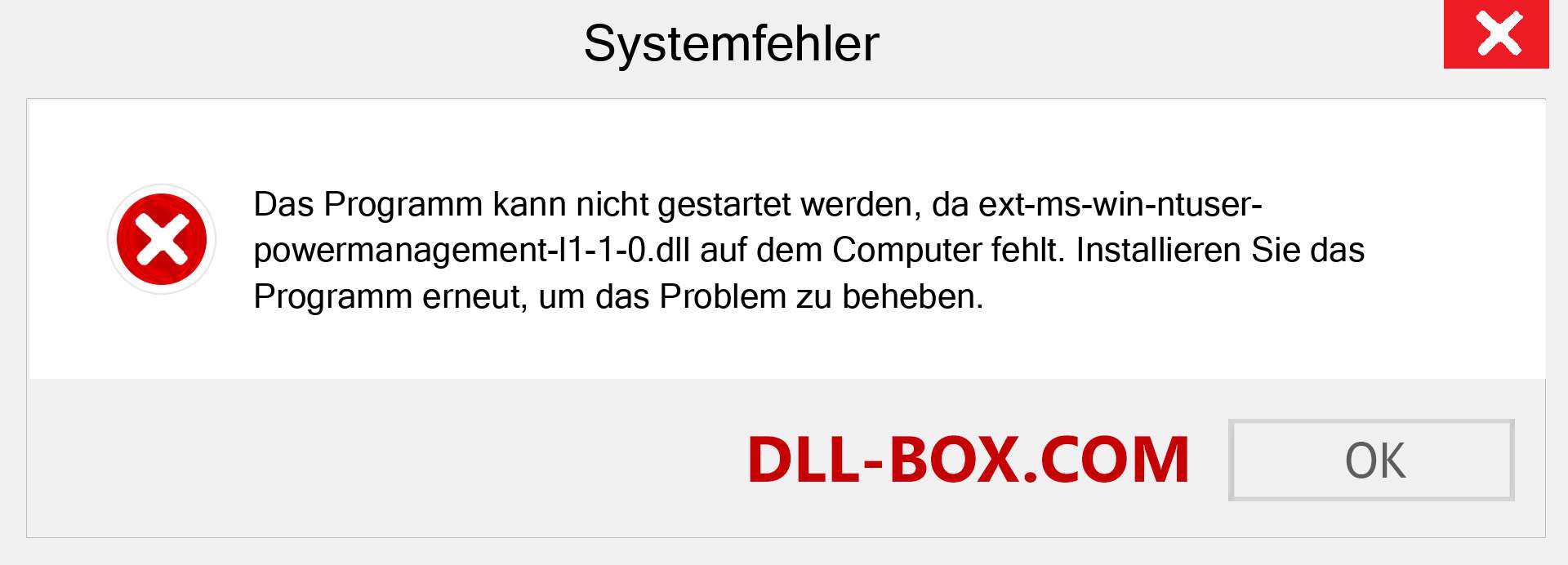 ext-ms-win-ntuser-powermanagement-l1-1-0.dll-Datei fehlt?. Download für Windows 7, 8, 10 - Fix ext-ms-win-ntuser-powermanagement-l1-1-0 dll Missing Error unter Windows, Fotos, Bildern